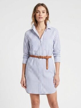Athleta Long Tunic Shirt Dress In Weekend Blue Stripe Size XXS